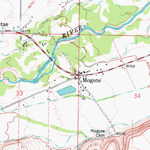 Topographic Map of Mogote, CO