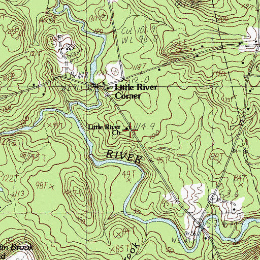 Topographic Map of Little River Church, ME
