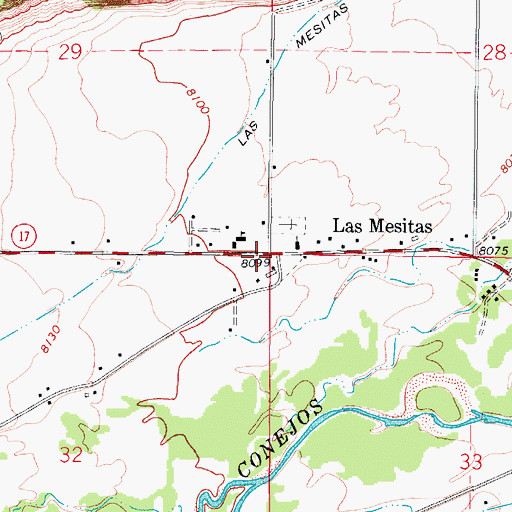 Topographic Map of Las Mesitas, CO