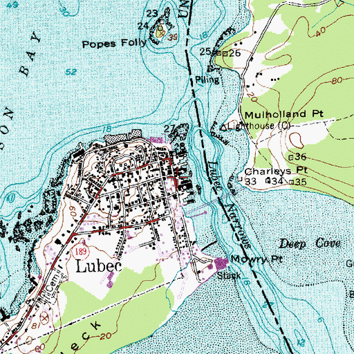 Topographic Map of Lubec Memorial Library, ME