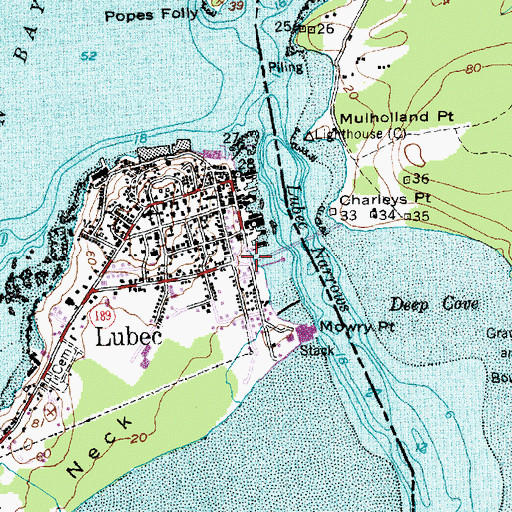 Topographic Map of Lubec Post Office, ME