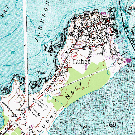 Topographic Map of Lubec Cemetery, ME