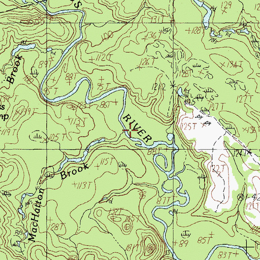 Topographic Map of MacHatton Brook, ME