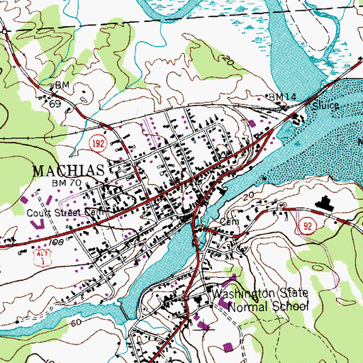 Topographic Map of Machias Customs House, ME