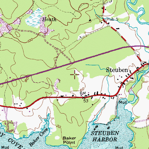 Topographic Map of Mainayr Campground, ME