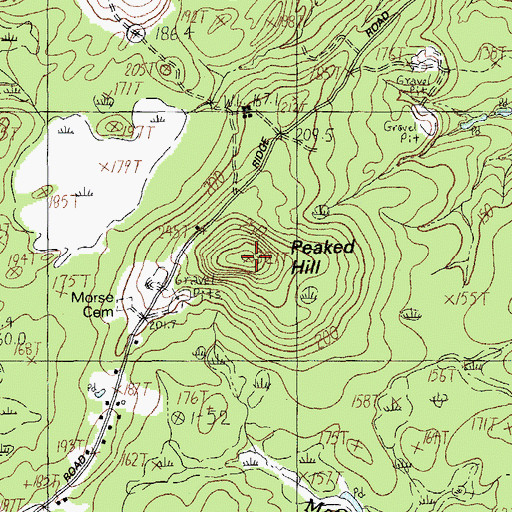 Topographic Map of Peaked Hill, ME