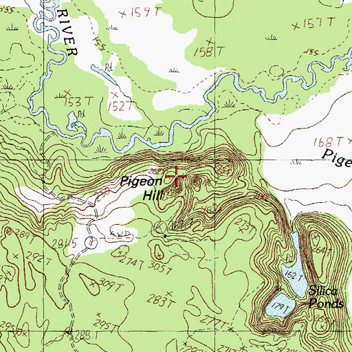 Topographic Map of Pigeon Hill, ME