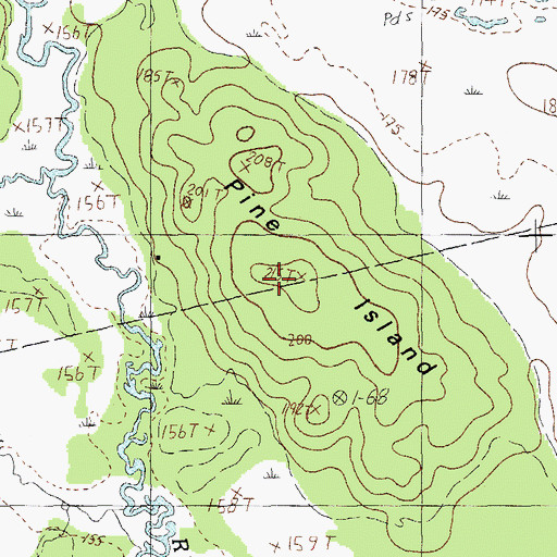 Topographic Map of Pine Island, ME