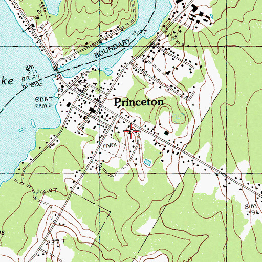 Topographic Map of Princeton Baptist Church, ME