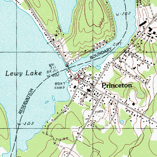 Topographic Map of Princeton Post Office, ME