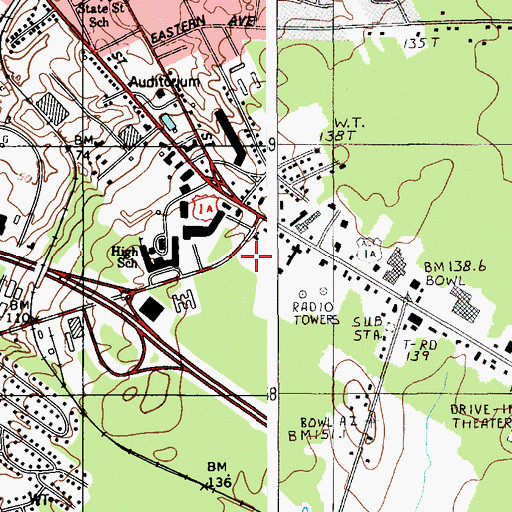 Topographic Map of Brewer Post Office, ME