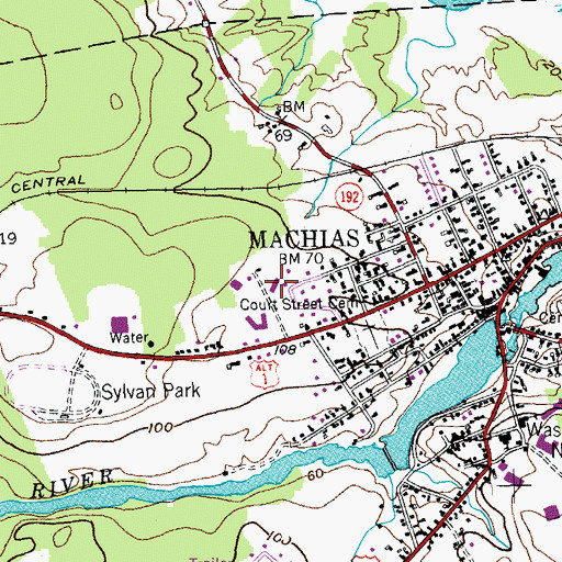 Topographic Map of Rose M Gaffney School, ME