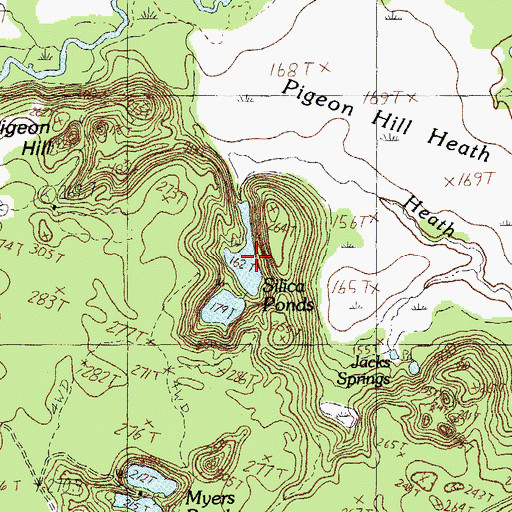Topographic Map of Silica Ponds, ME