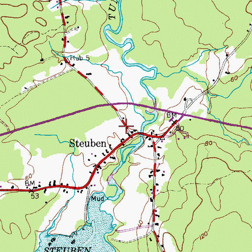 Topographic Map of Steuben Post Office, ME