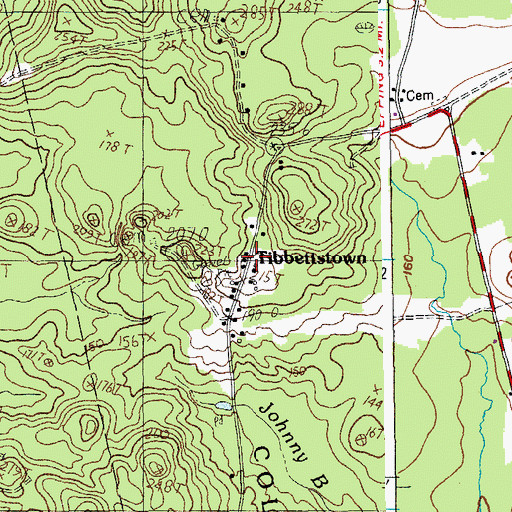 Topographic Map of Tibbettstown, ME