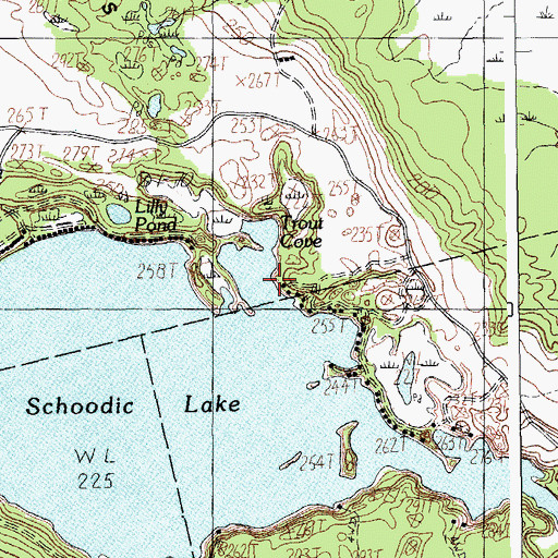 Topographic Map of Trout Cove, ME