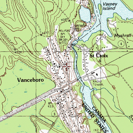 Topographic Map of Vanceboro Post Office (historical), ME