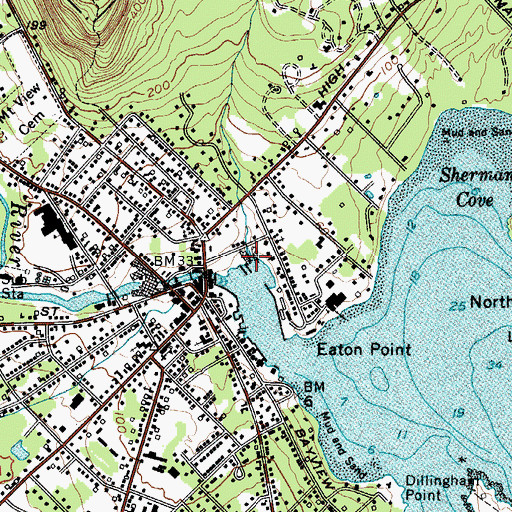 Topographic Map of American Boathouse, ME