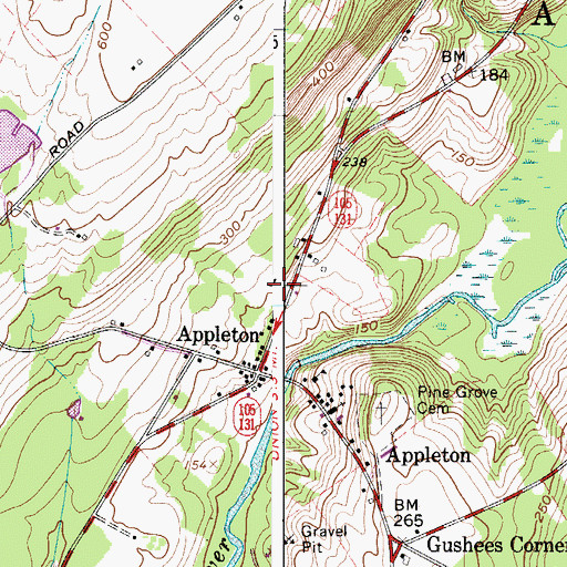 Topographic Map of Appleton Baptist Church, ME