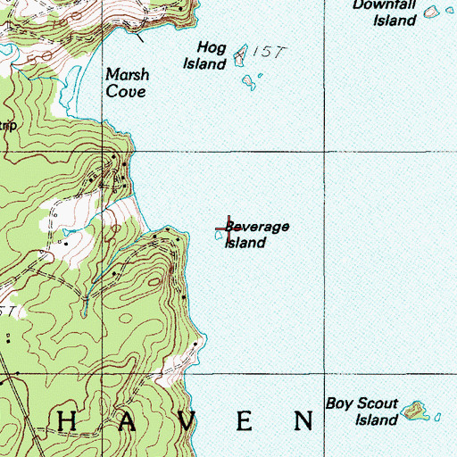 Topographic Map of Beverage Island, ME