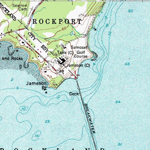Topographic Map of Breakwater and Marie Reed Park, ME