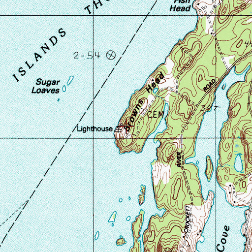 Topographic Map of Browns Head Light Station, ME