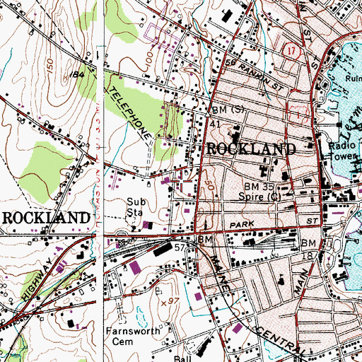 Topographic Map of Congregational Church of Rockland, ME