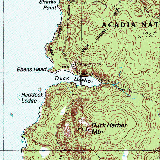 Topographic Map of Duck Harbor Landing, ME