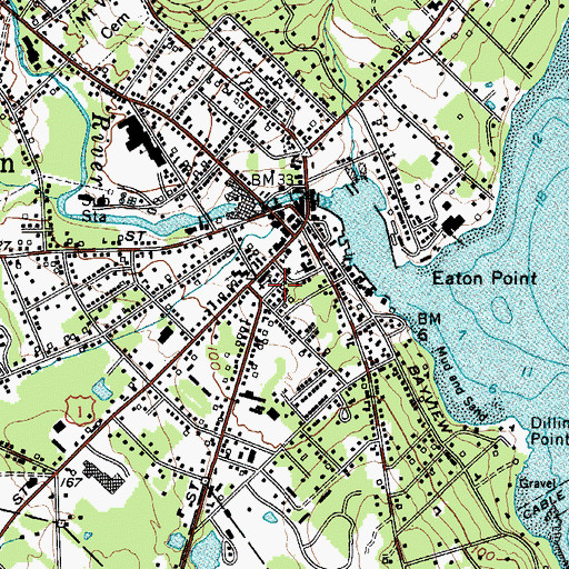 Topographic Map of Elm Street School, ME