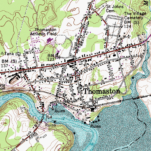 Topographic Map of Federated Church in Thomaston, ME