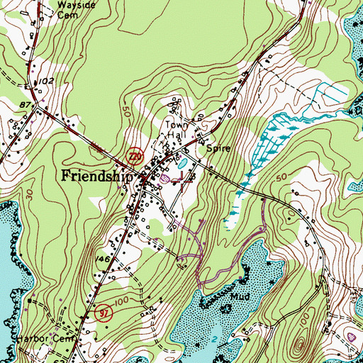 Topographic Map of Friendship Village School, ME