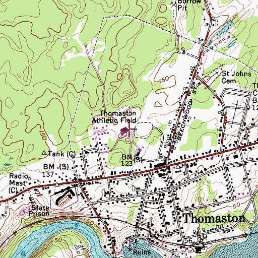 Topographic Map of Oceanside High School West, ME