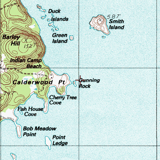 Topographic Map of Gunning Rock, ME