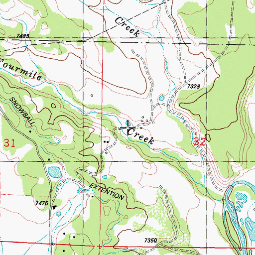 Topographic Map of Three Quarter Circles Ranch, CO