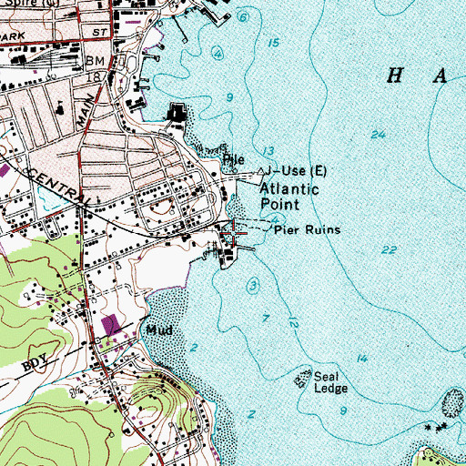 Topographic Map of Hurricane Island Outward Bound School Dock, ME