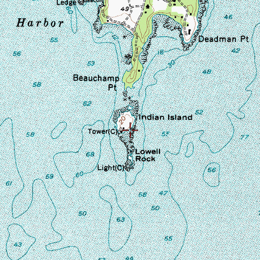 Topographic Map of Indian Island Light Station, ME