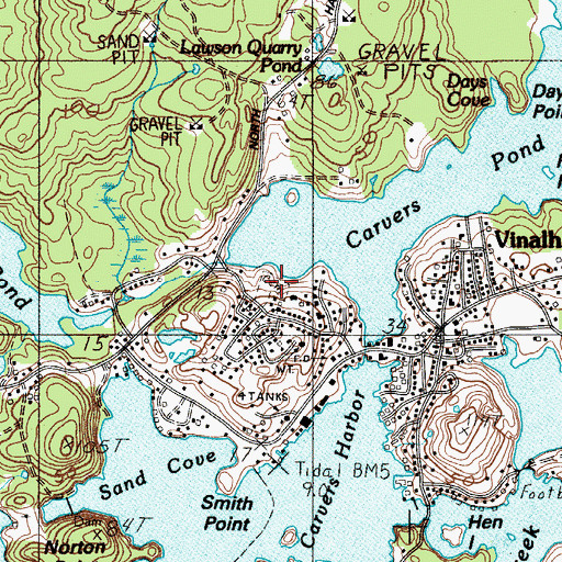 Topographic Map of John Carver Cemetery, ME