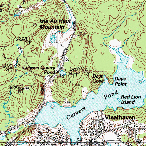 Topographic Map of Lawsons Quarry (historical), ME