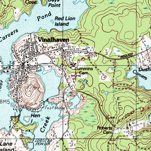 Topographic Map of Lincoln Elementary School, ME