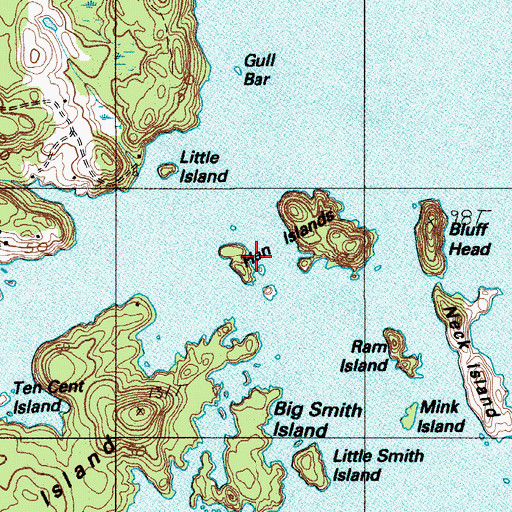 Topographic Map of Little Hen Island, ME
