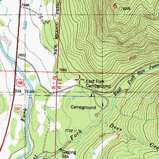 Topographic Map of East Fork Campground, CO