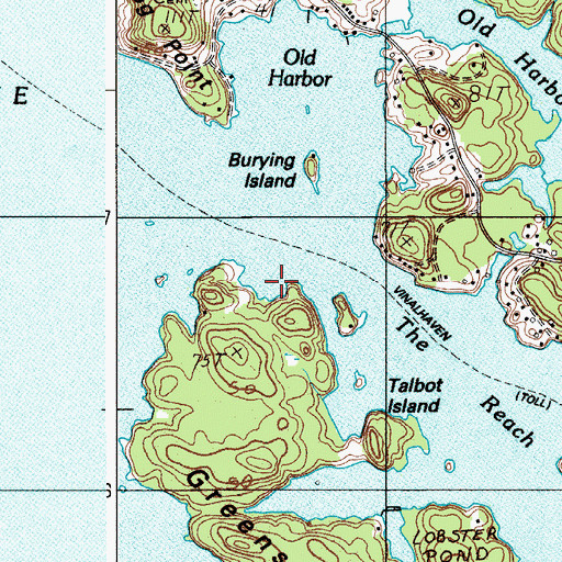 Topographic Map of Reindeer Cove, ME