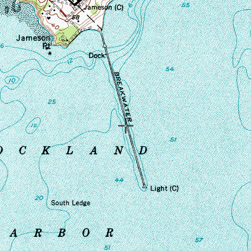 Topographic Map of Rockland Breakwater, ME