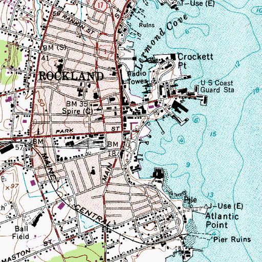 Topographic Map of Rockland City Hall, ME