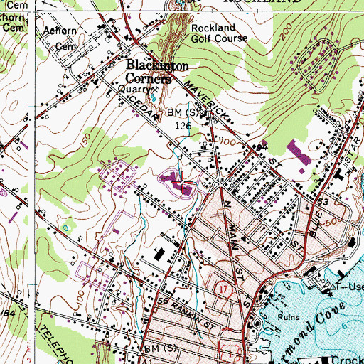 Topographic Map of Oceanside High School East, ME
