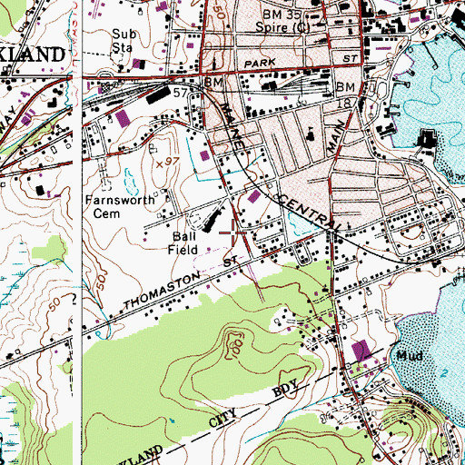 Topographic Map of Rockland District Middle School, ME