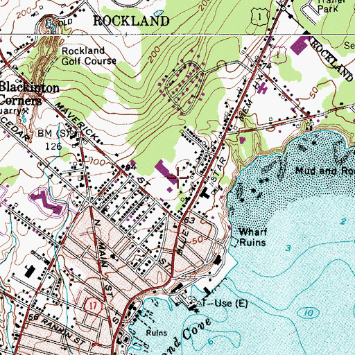 Topographic Map of Rockland Plaza Shopping Center, ME
