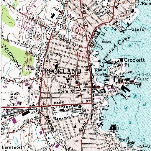 Topographic Map of Rockland Public Library, ME