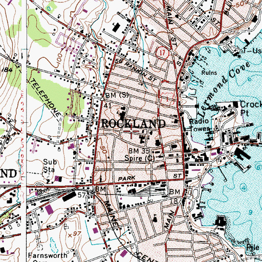 Topographic Map of Rockland Residential Historic District, ME