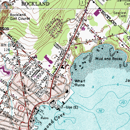 Topographic Map of Rockland Shopping Center, ME